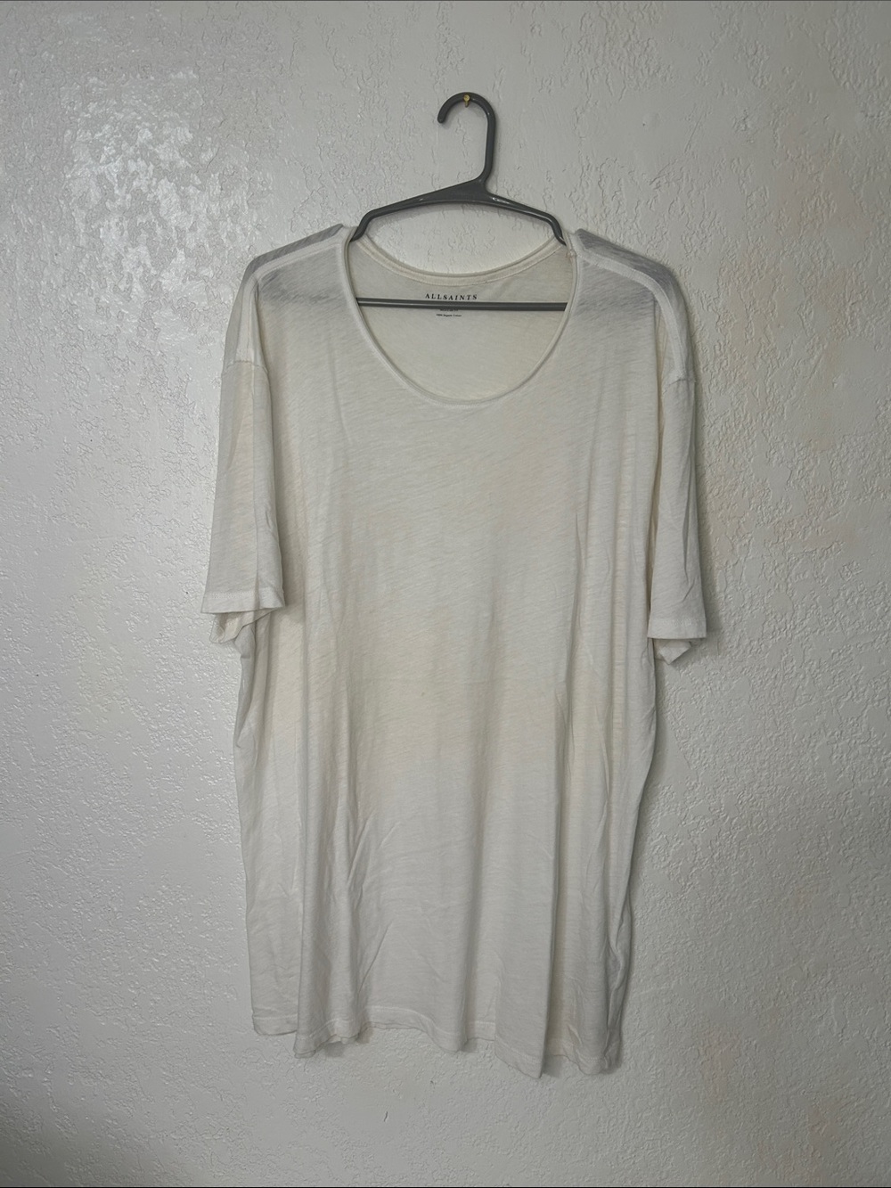 All Saints Men’s White Short Sleeve Scoop Tee